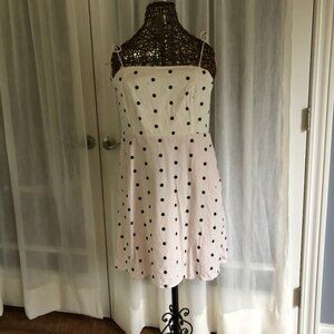 Old Navy polka dotted cami dress, size L, white and pale pink